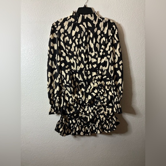 🆕Yozy Long Sleeve Stand Collar Mock Neck Flounce Sleeve Ruched Ruffle Dress L🆕 - Picture 6 of 16